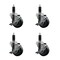 Service Caster 3.5'' SS Thermoplastic Rubber Swivel 1-1/8'' Expanding Stem Caster Set with Brake, 4PK SCC-SSEX20S3514-TPRB-TLB-118-4 - alternate 1